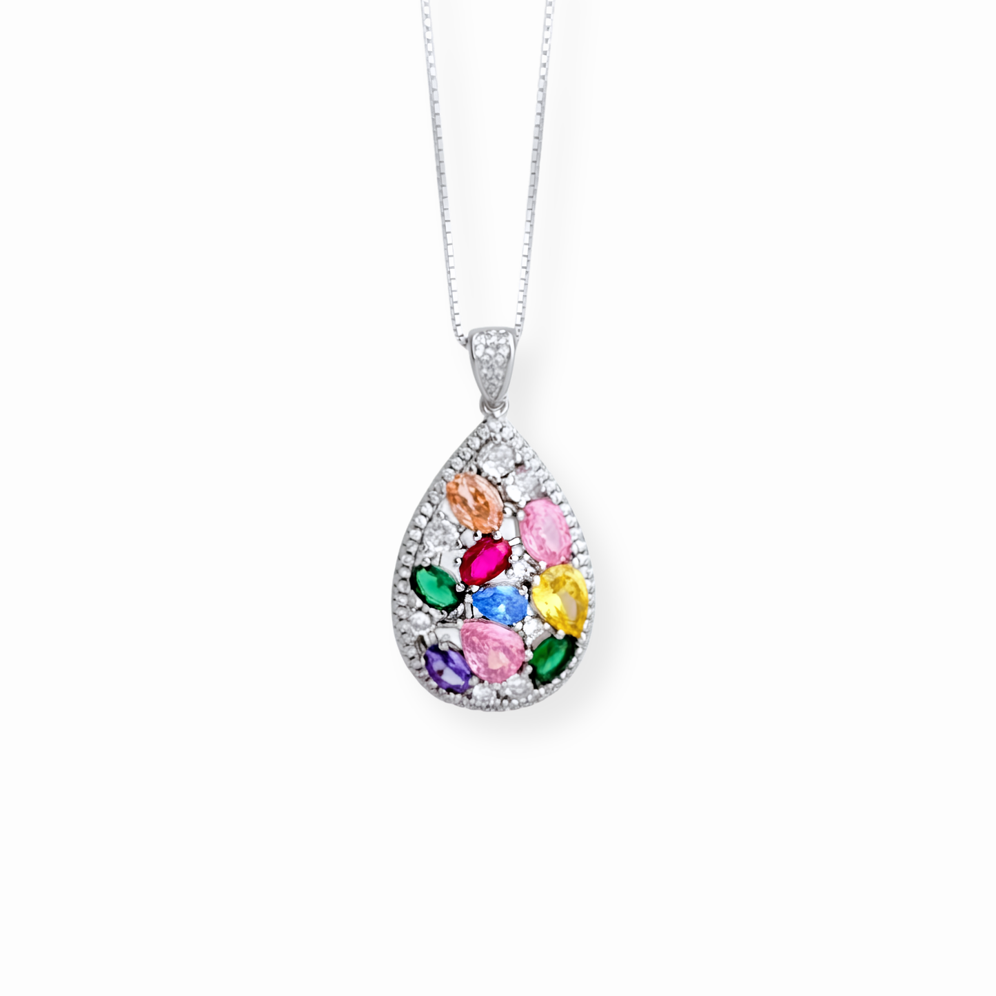 Collar Laminado en Oro de 18KL con Cristales Austriacos y Rodium