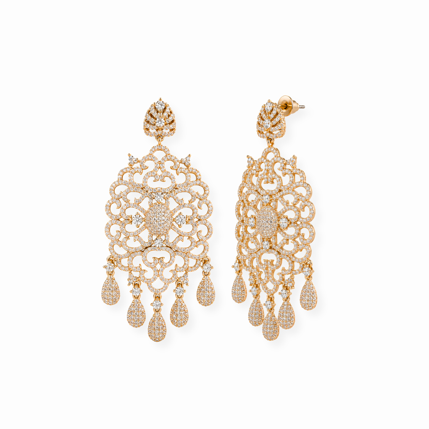 Aretes Laminados en Oro 18KL con Swarovski