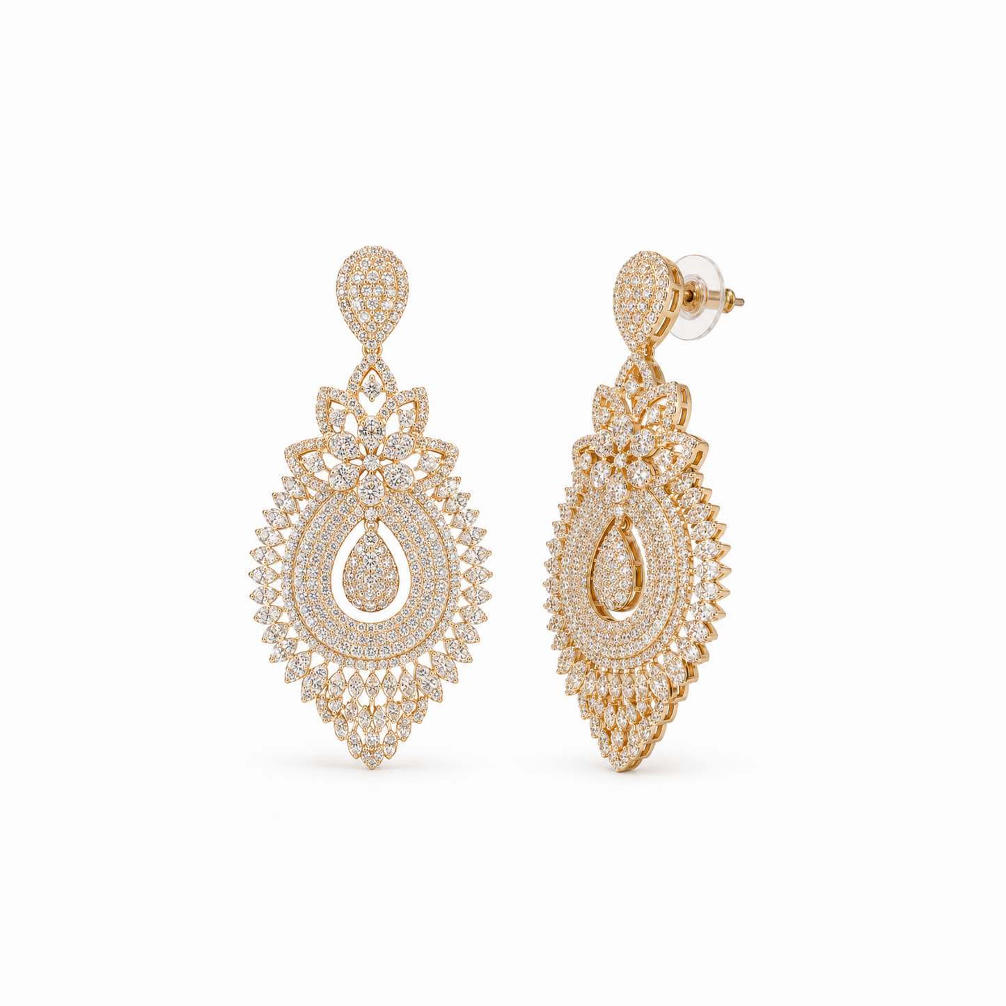 Aretes Laminados en Oro 18KL con Swarovski