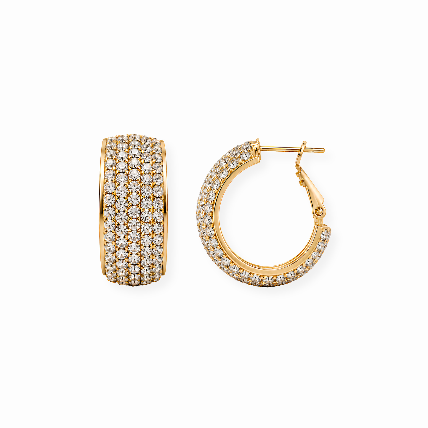 Aretes Laminados en Oro de 18KL con Swarovski
