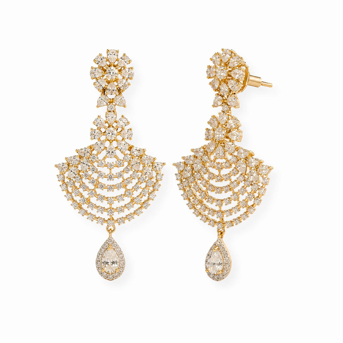 Aretes Laminados en Oro de 18KL y Swarovski