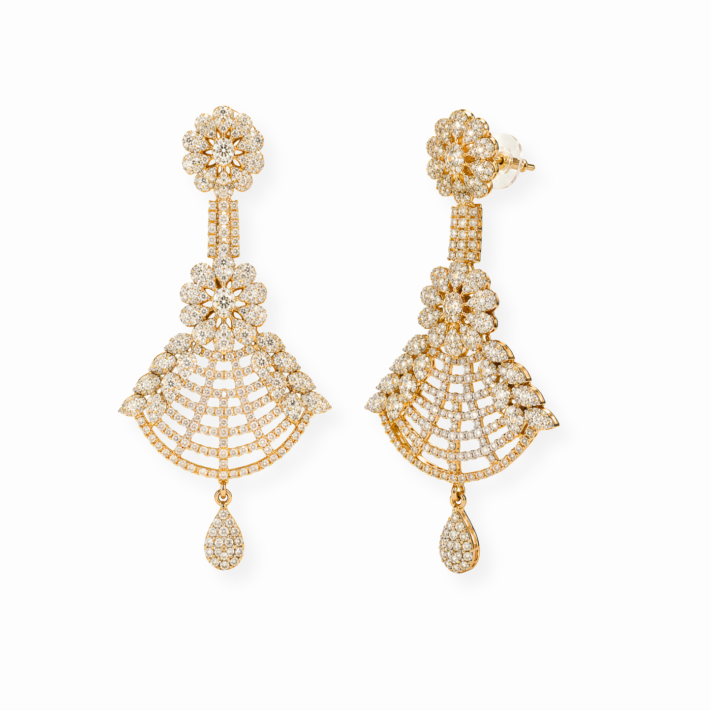 Aretes Laminados en Oro de 18KL y Swarovski