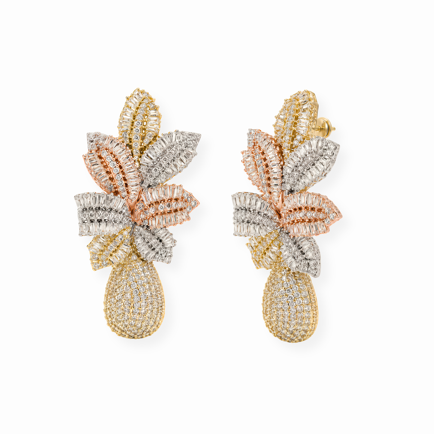 Aretes Laminados en Oro de 18KL y Swarovski
