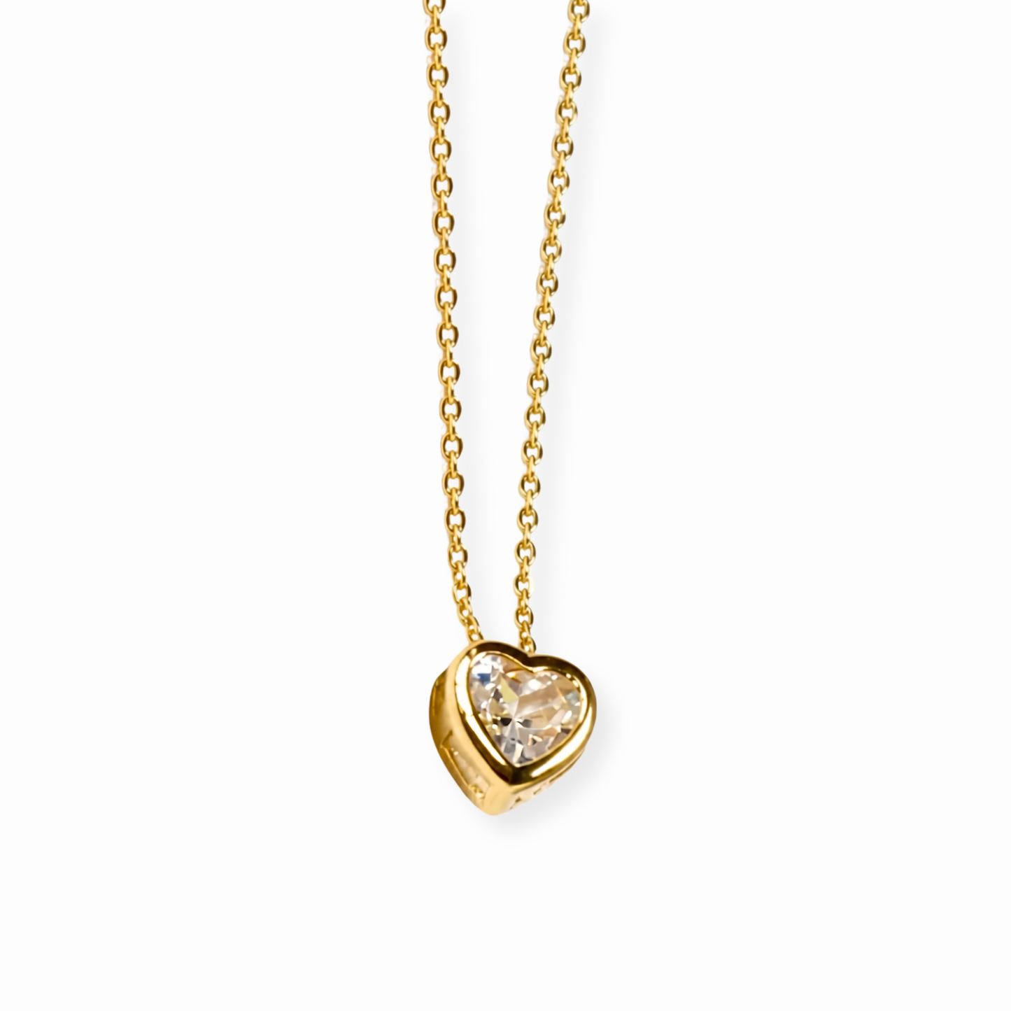 Collar Laminado en Oro de 18KL con Solitario Corte Corazón en Swarovski