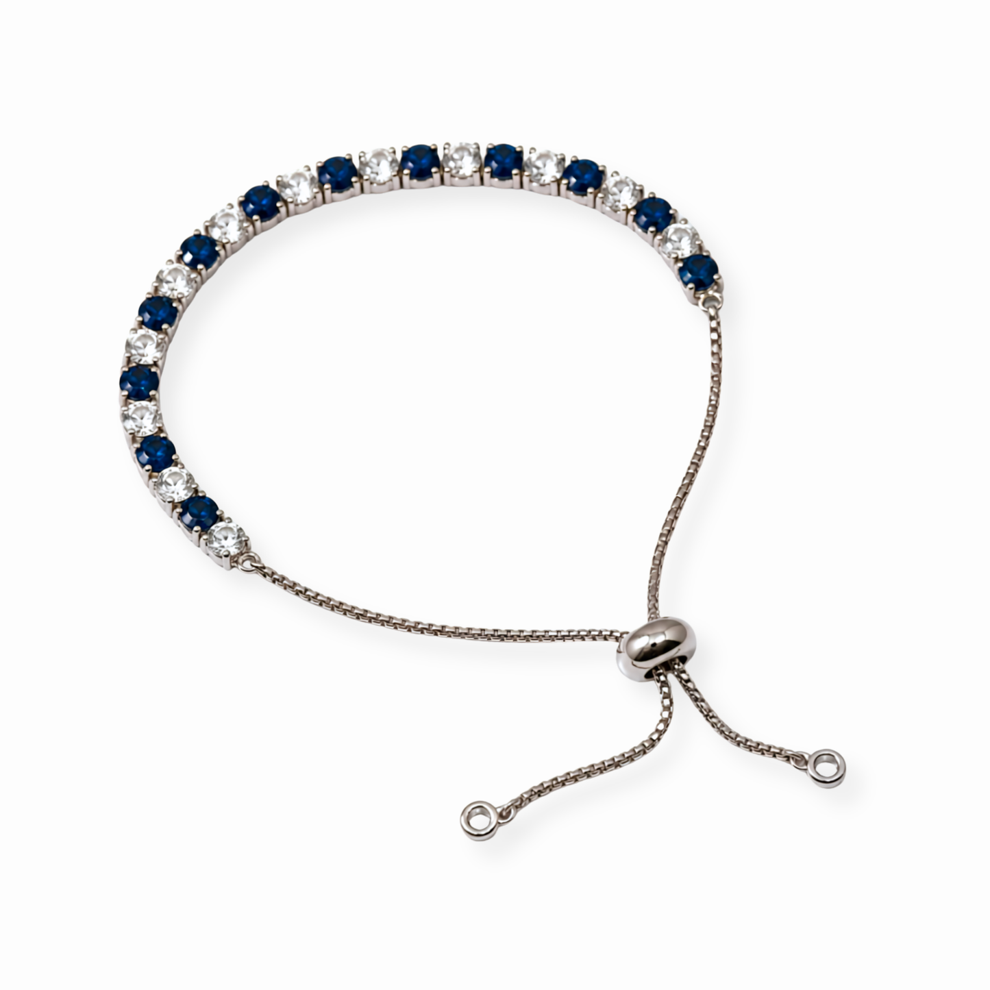 Pulsera Laminada en Oro Blanco de 18KL con Cristales Austriacos