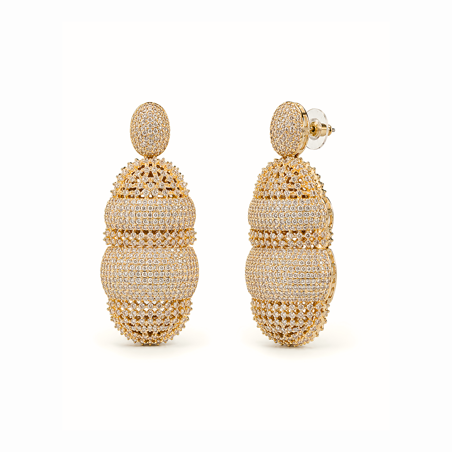 Aretes Laminados en Oro de 18KL y Swarovski