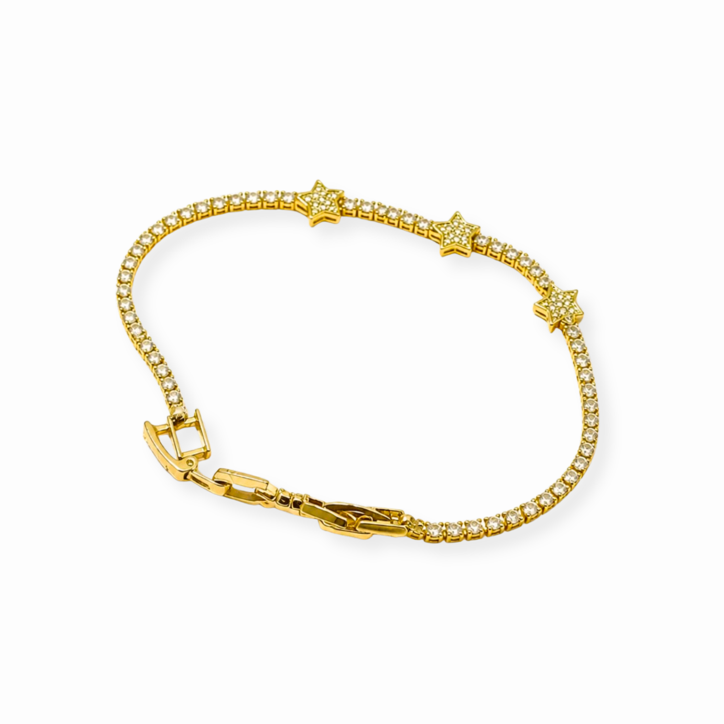 Pulsera Tenis Laminada en Oro de 18KL con Swarovski