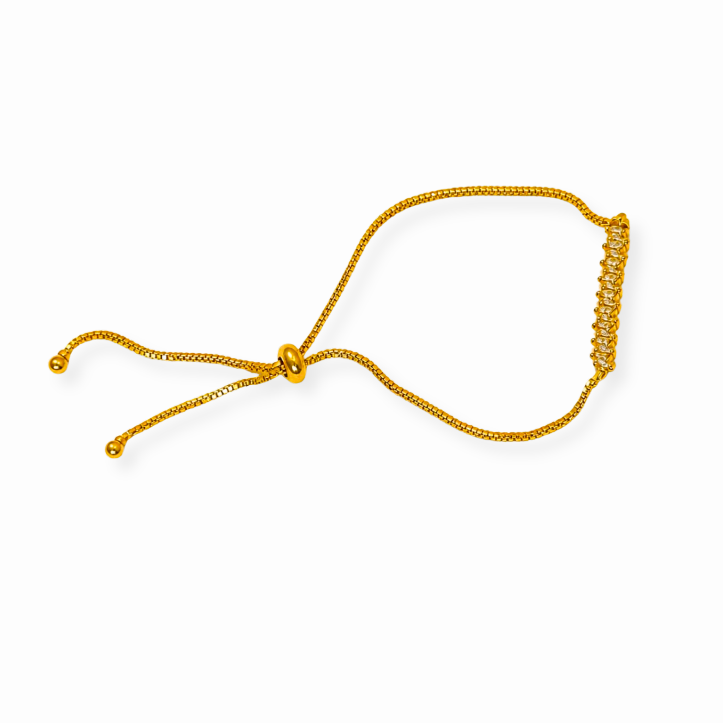 Pulsera Ajustable Laminada en Oro de 18KL con Cristales Austriacos