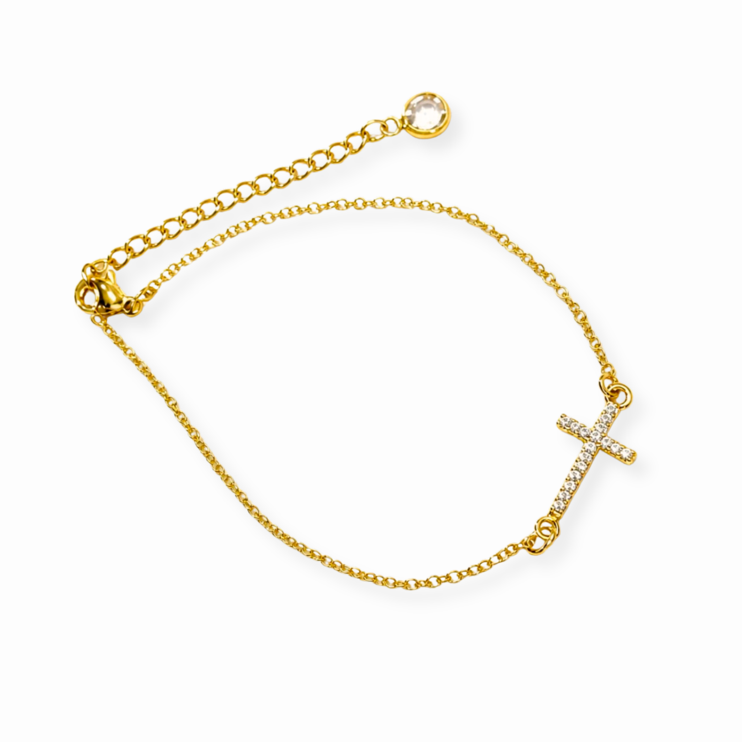 Pulsera Laminada en Oro de 18KL con Cristal Austriaco y Swarovski