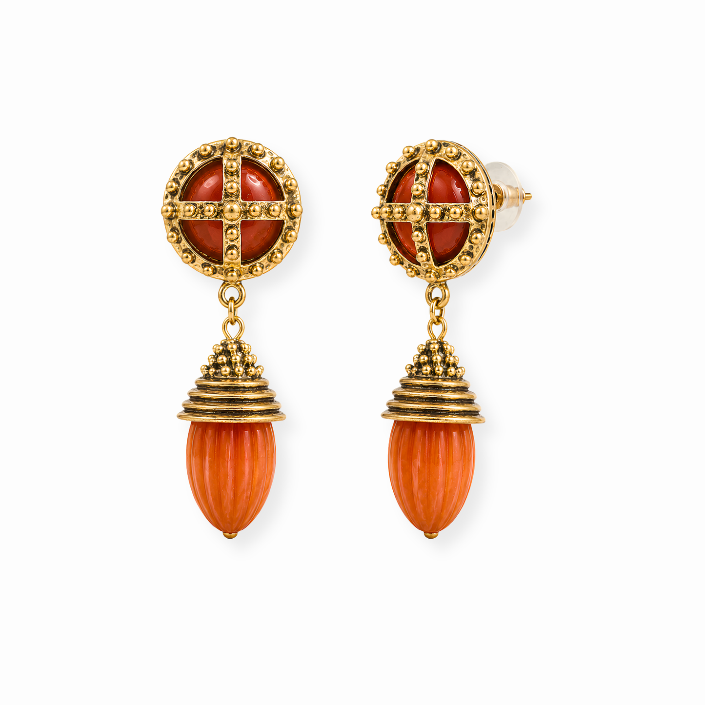 Aretes Laminados en Oro de 18KL con Resina