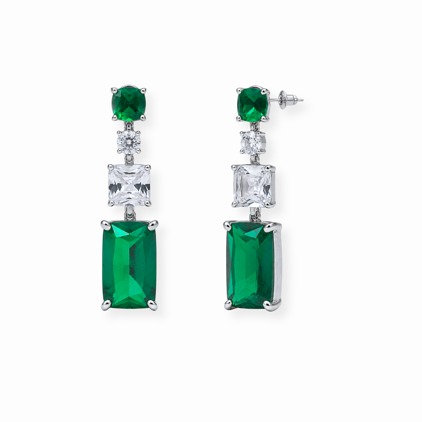 Aretes Laminados en Oro de 18KL con Cristales Checos y Rodium