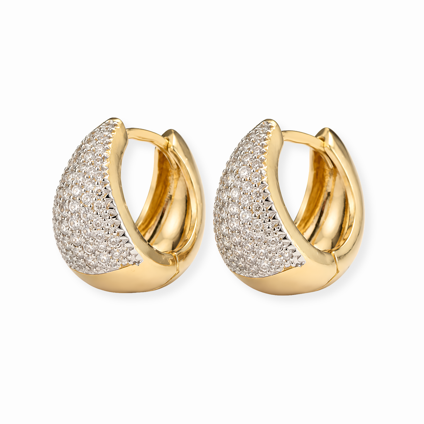 Aretes Laminados en Oro de 18KL con Circonitas