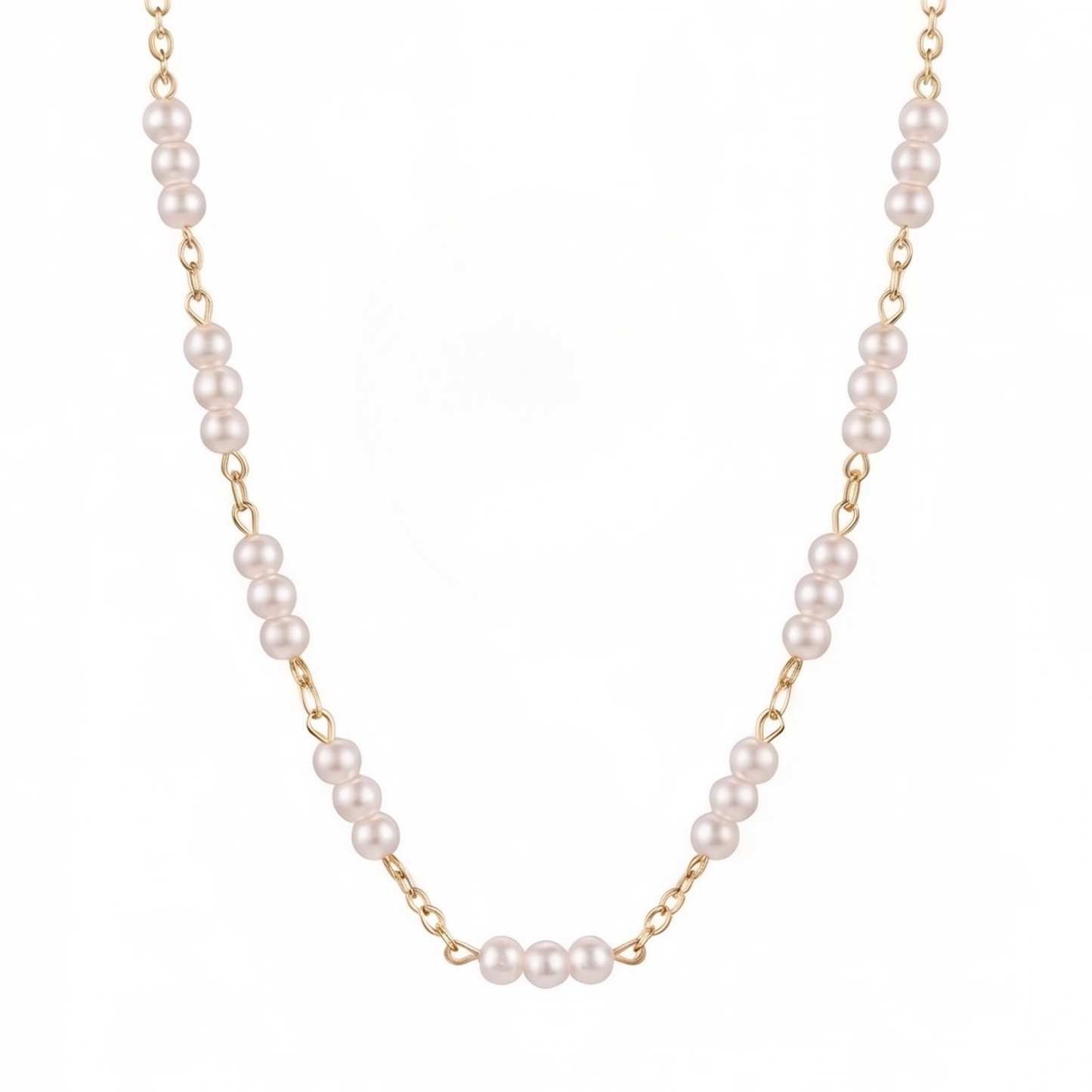 Cadena Laminada en Oro de 18KL con Baby Perlas