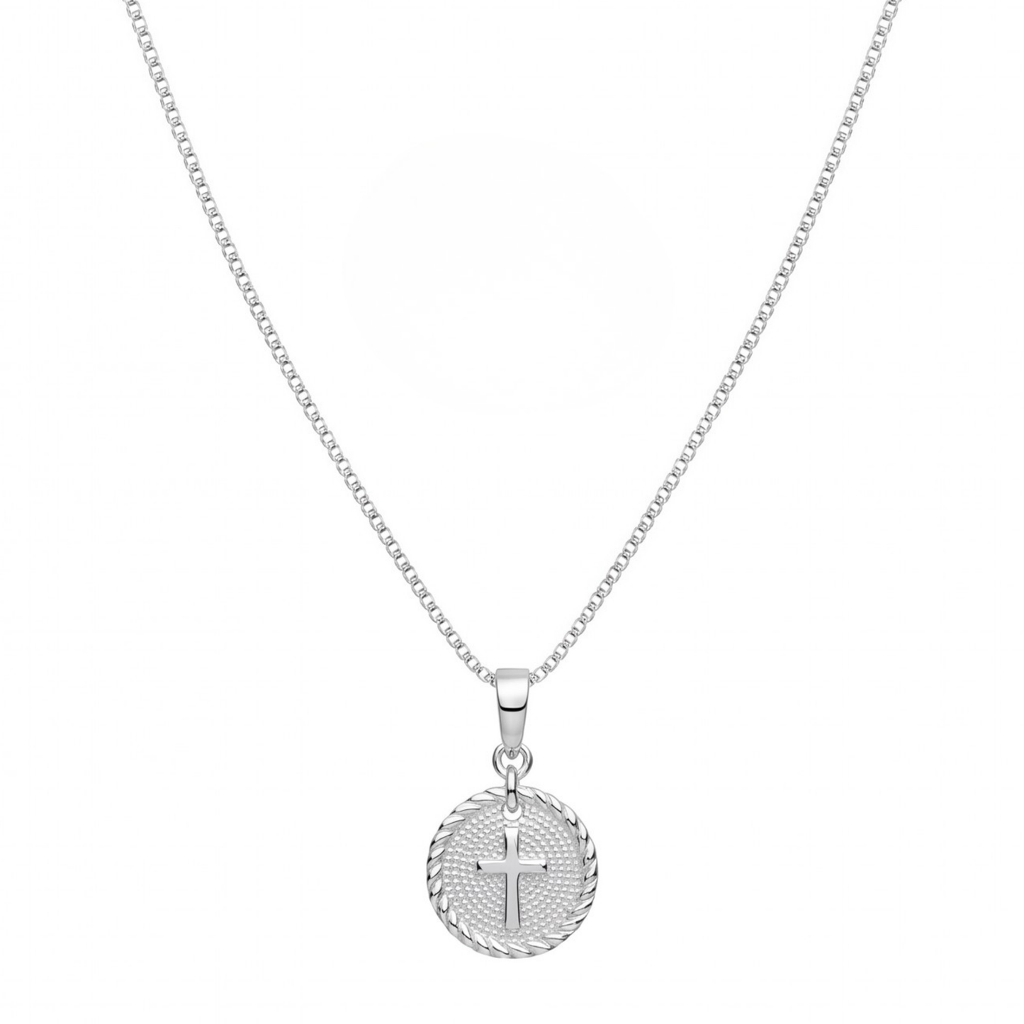 Cadena Laminada en Plata con Medalla