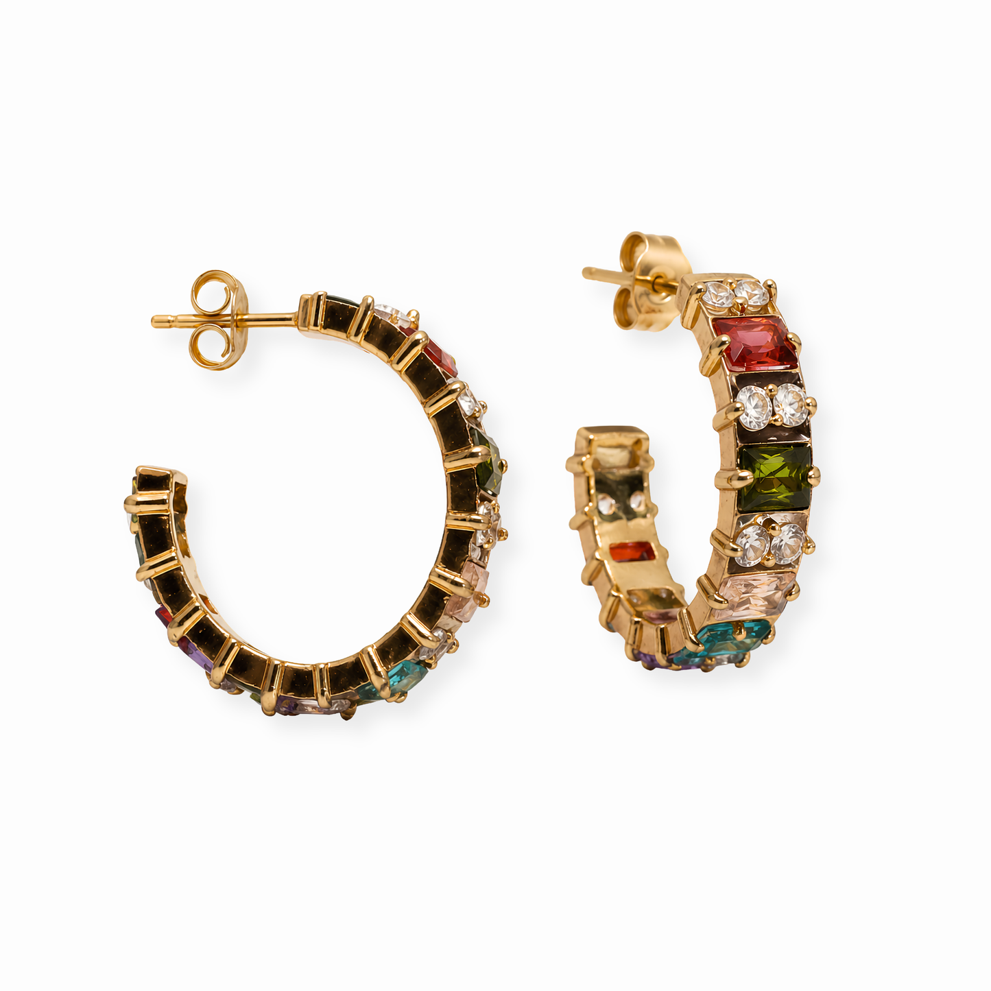 Aretes Laminados en Oro de 18KL con Cristales Austriacos