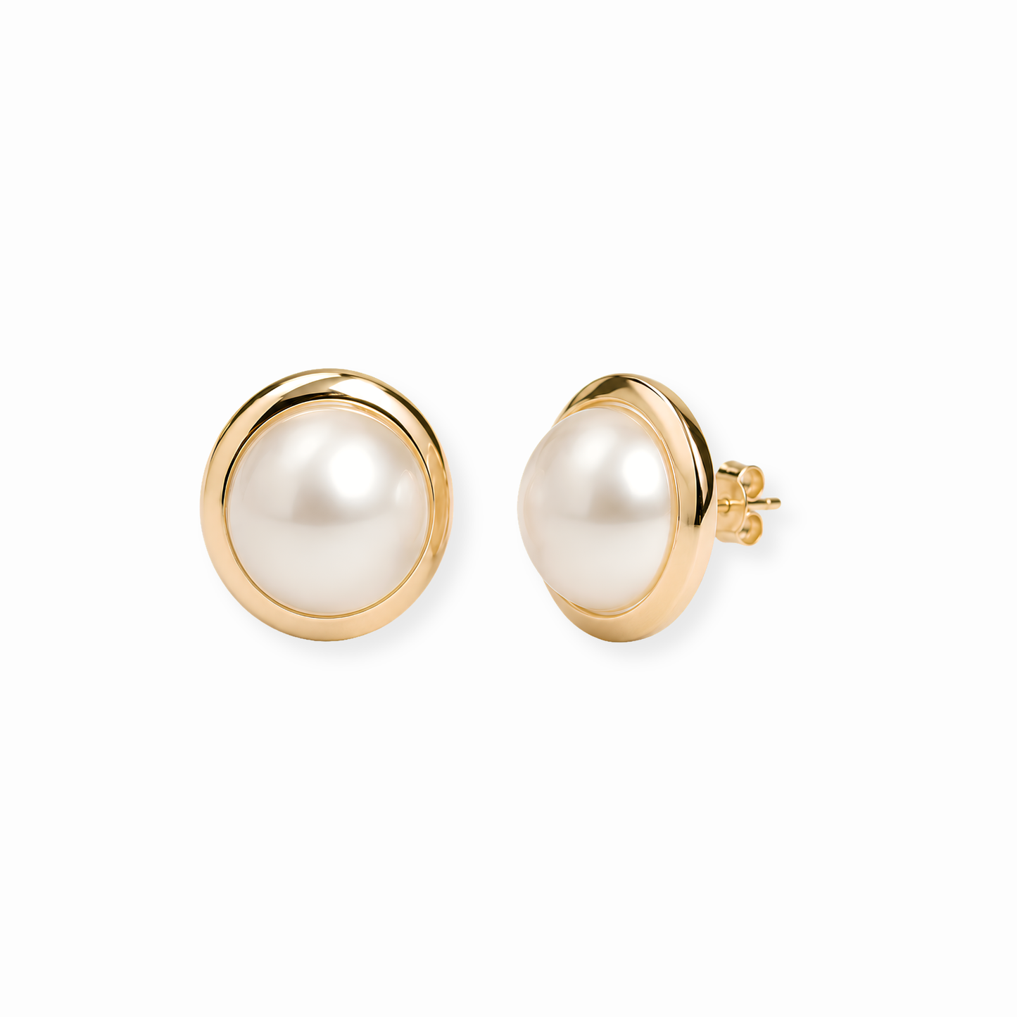 Aretes Laminados en Oro de 18KL con Perla Española