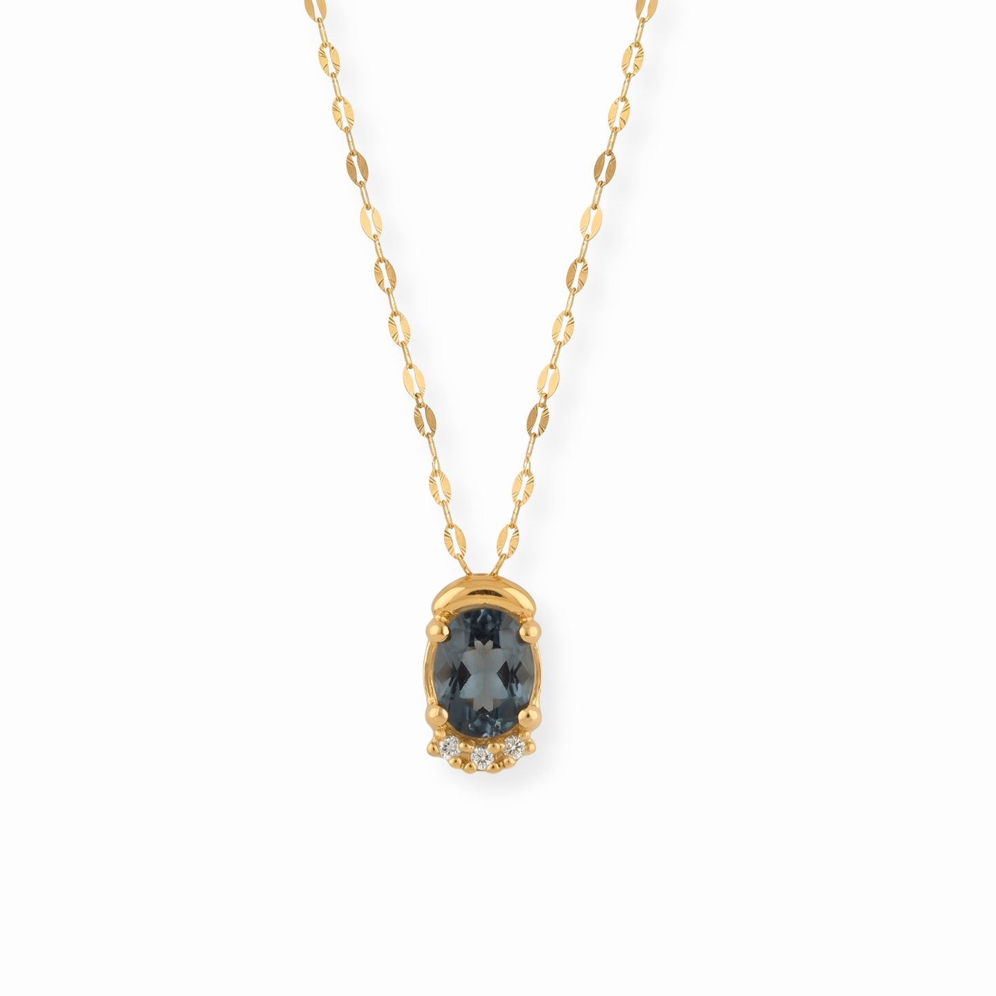 Collar Laminado en Oro de 18KL con Dije de Topacio Ahumado