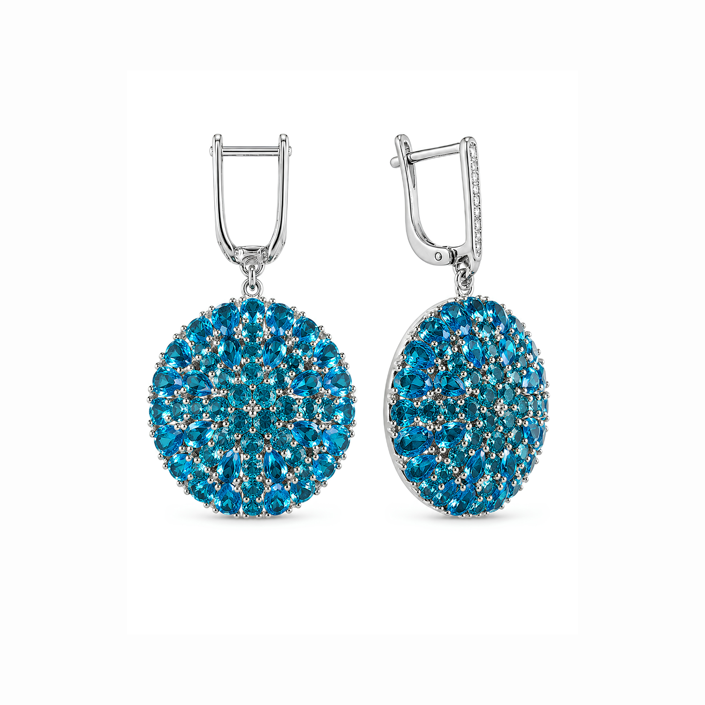Argollas en plata con piedras semipreciosas