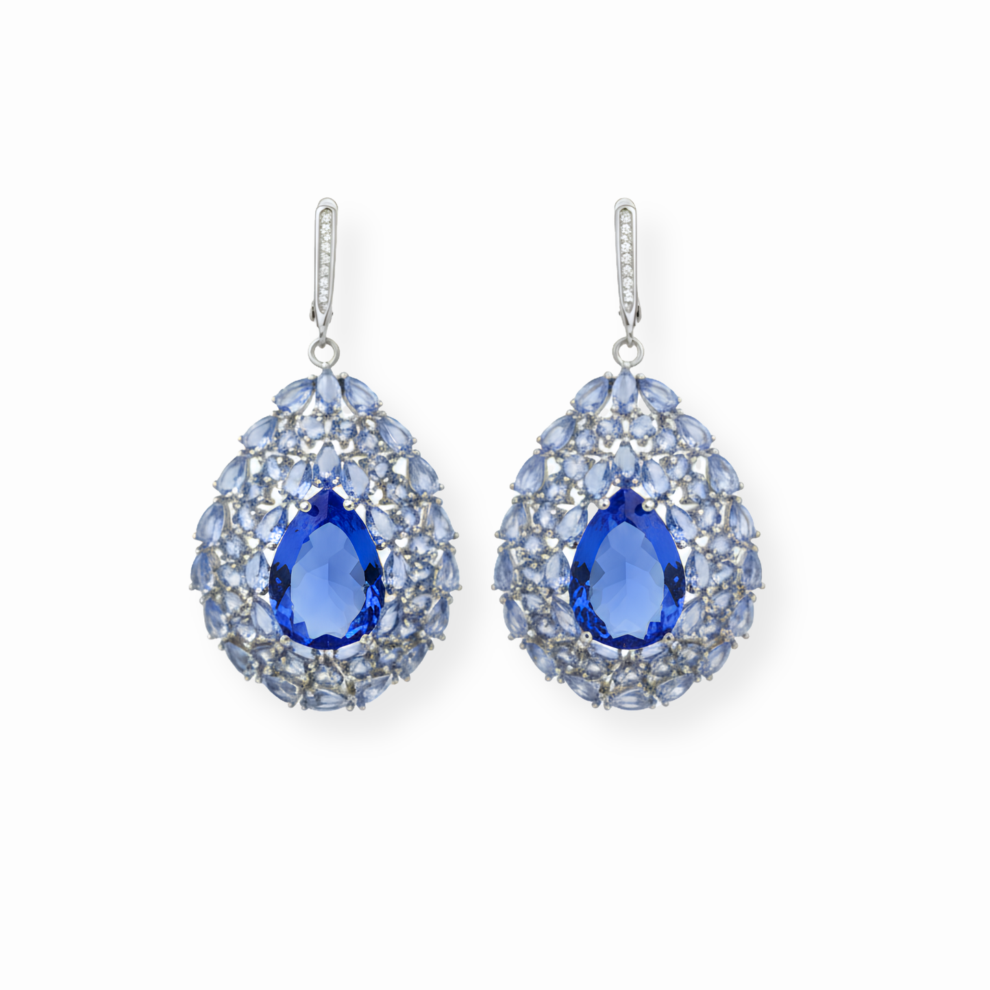 Aretes en Plata Enchapadas en Oro de 18KL con Piedras Semipreciosas y Rodium