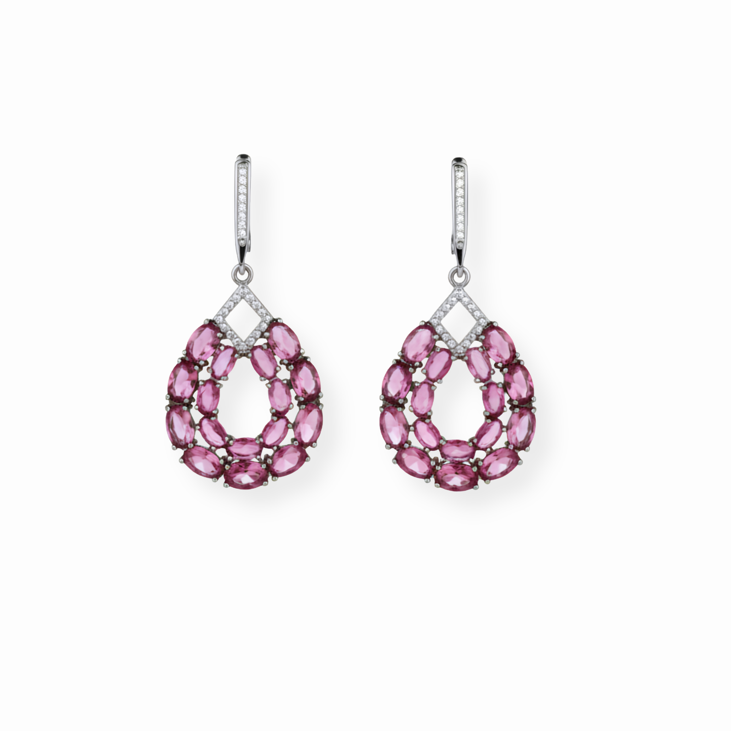 Aretes en Plata Enchapadas en Oro de 18KL con Piedras Semipreciosas y Rodium