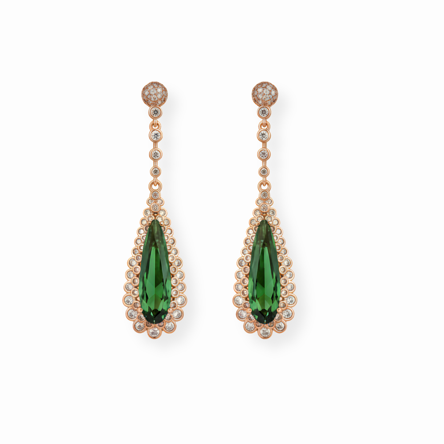 Aretes Laminados en Oro de 18KL con Cristales Austriacos