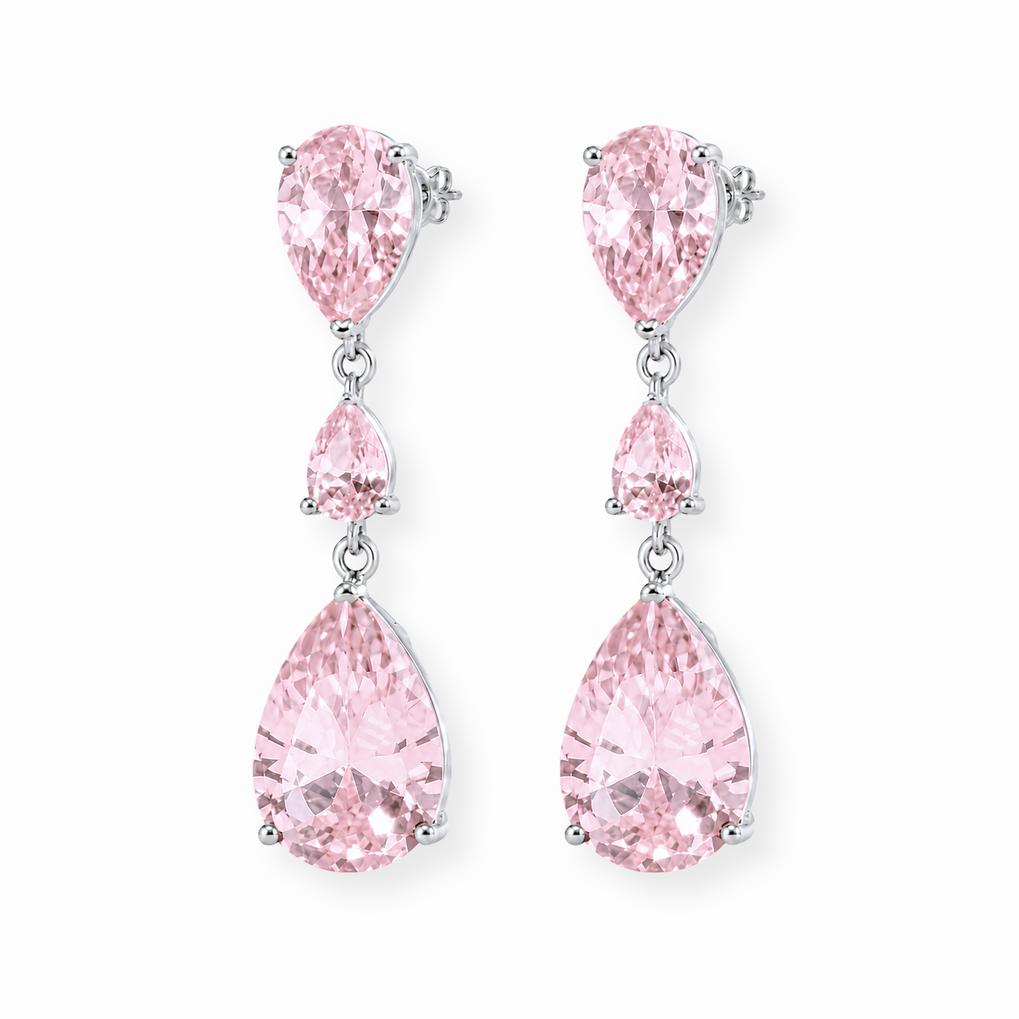Aretes Laminados en Oro de 18KL con Cristales y Rodium