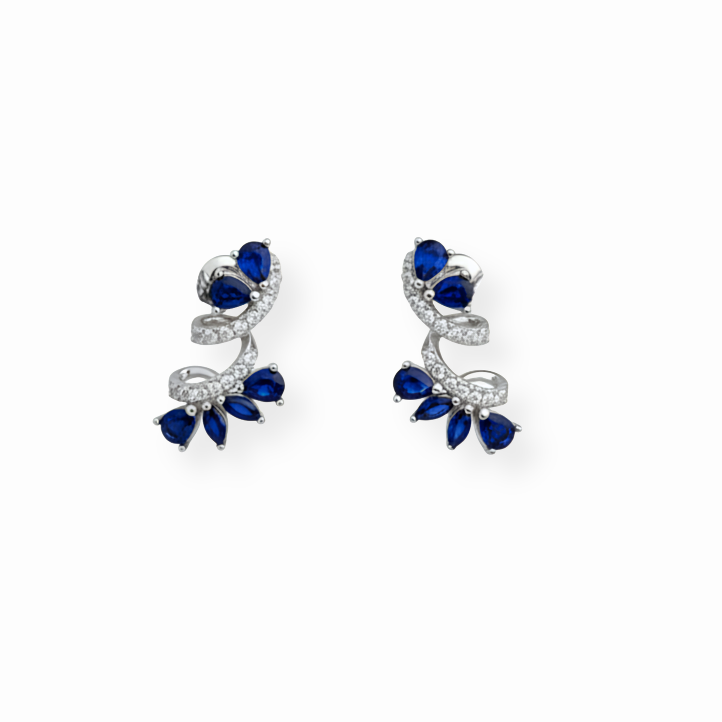 Aretes Laminados en Oro de 18KL con Piedras Semipreciosas y Recubrimiento de Rodium