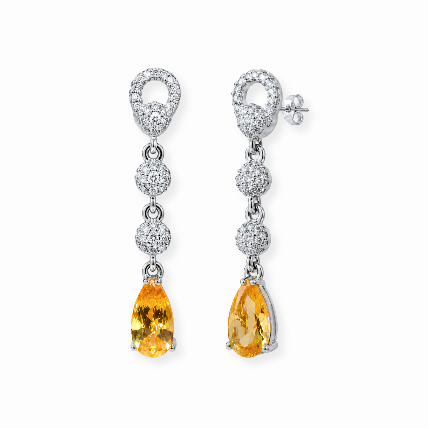 Aretes Laminados en Oro de 18KL con Cristales y Rodium
