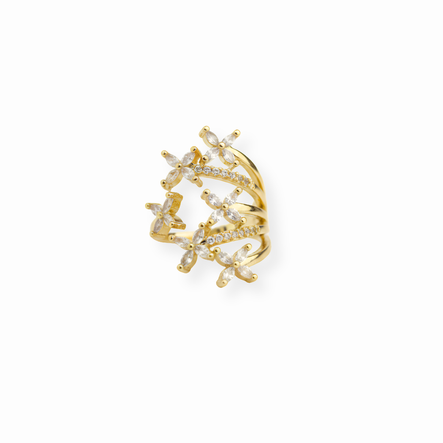 Anillo Laminado en Oro de 18KL con Circonias