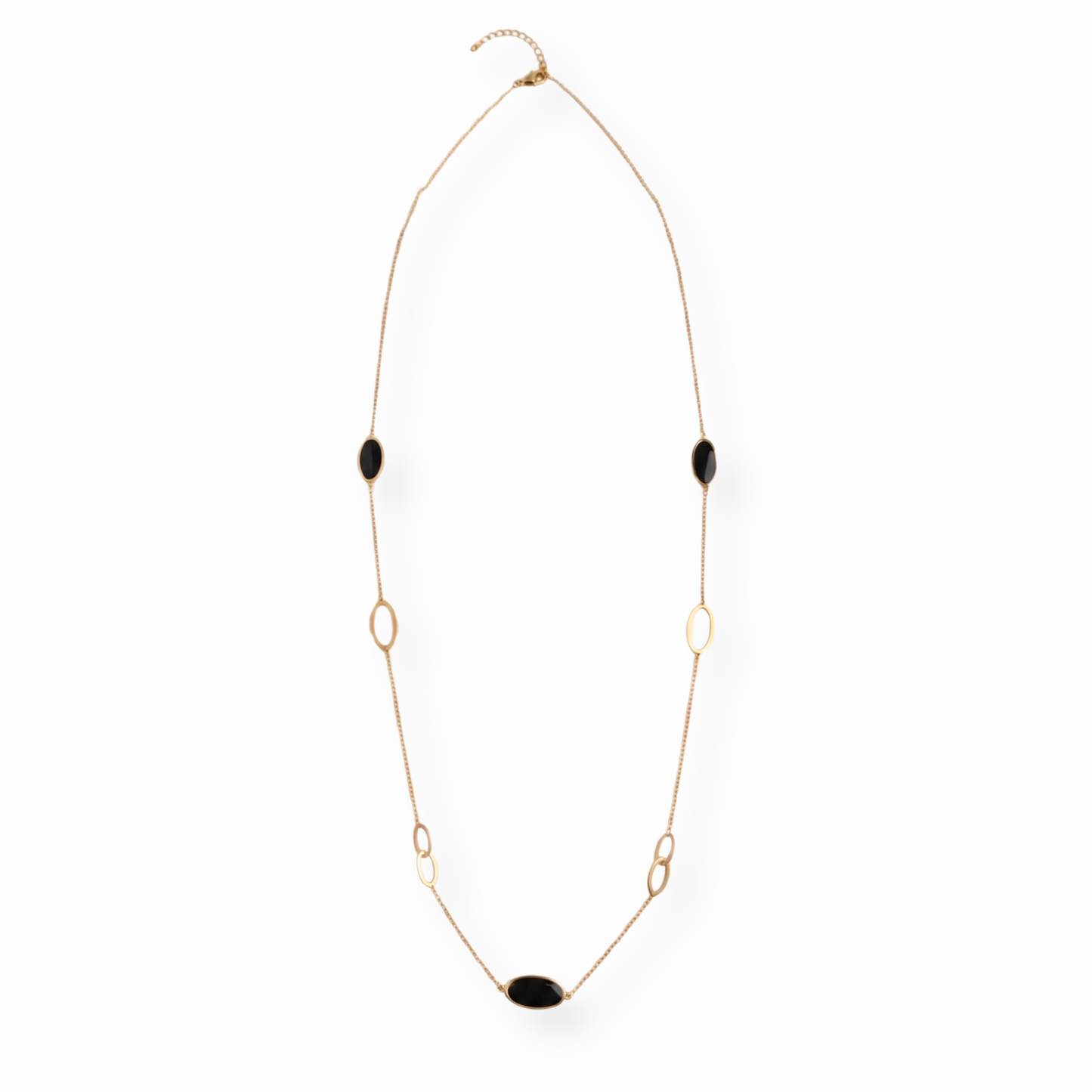 Collar Largo Laminado en Oro de 18KL con Ónix