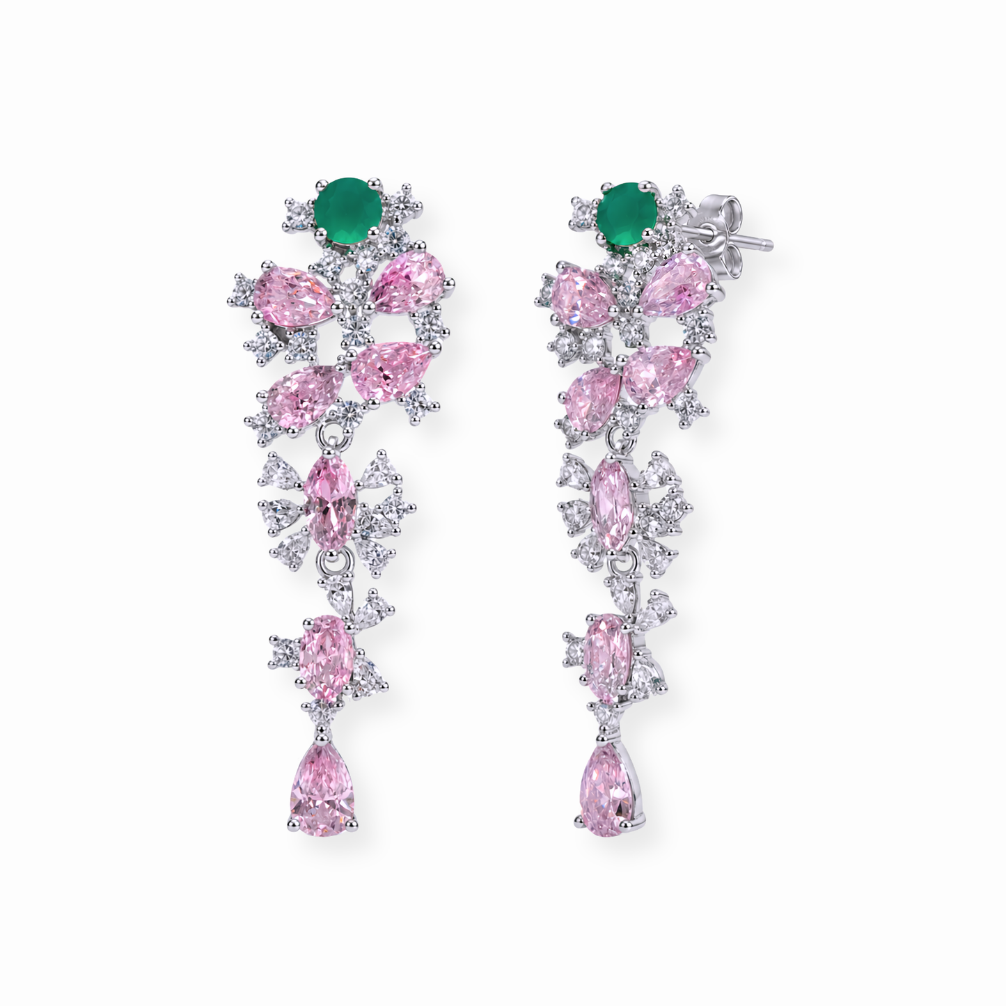 Aretes Laminados en Oro de 18KL con Swarovski y Rodium