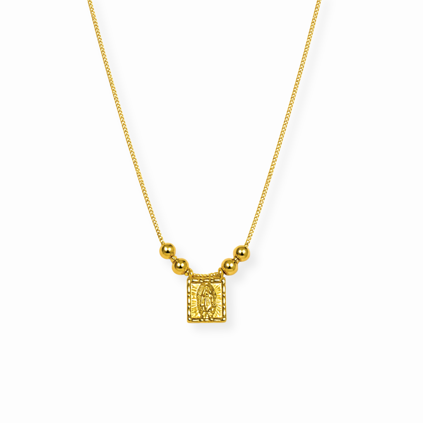 Cadena de la Virgen de Guadalupe en Ambos Lados Laminada en Oro de 18KL
