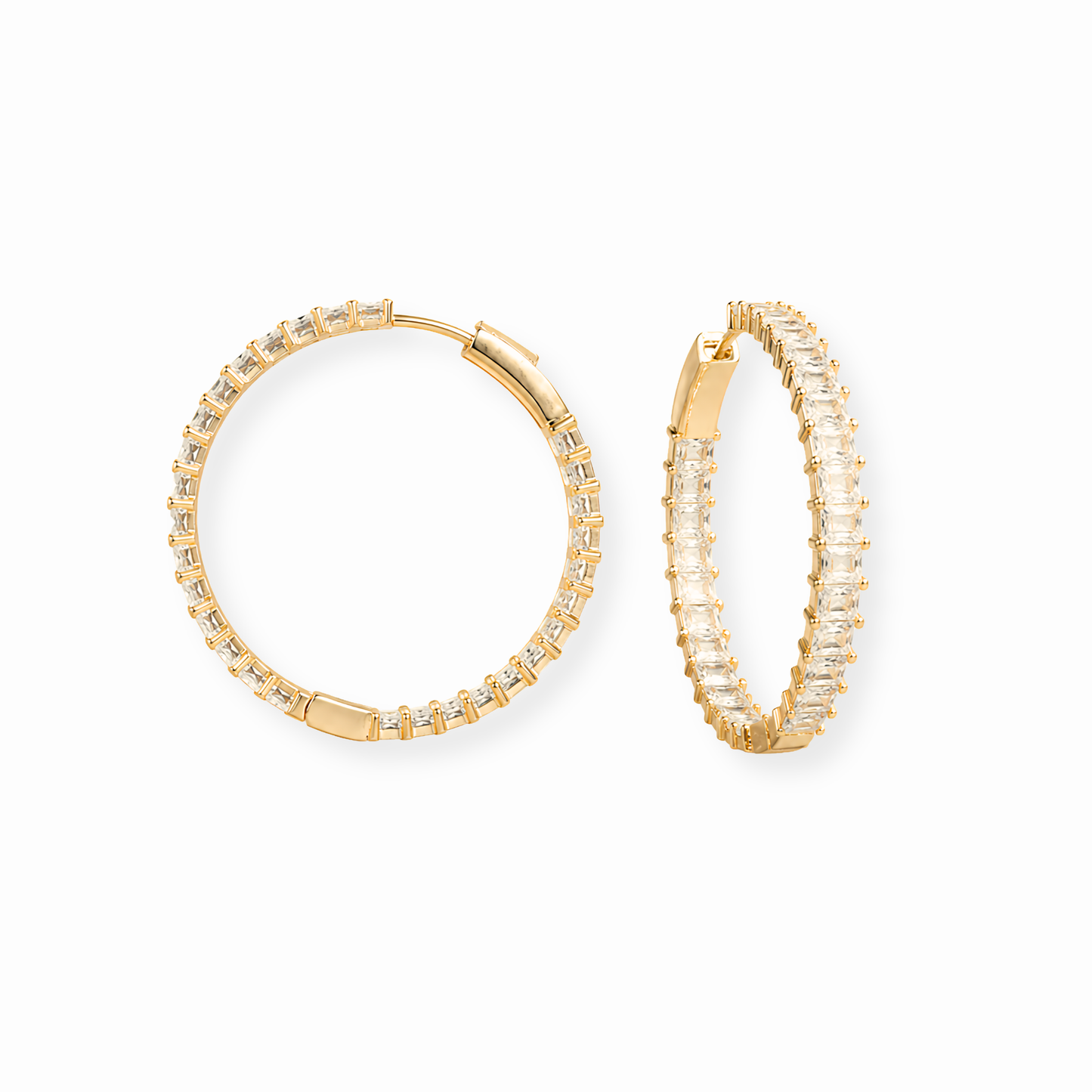 Aretes Laminados en Oro de 18KL con Swarovski y Rodium