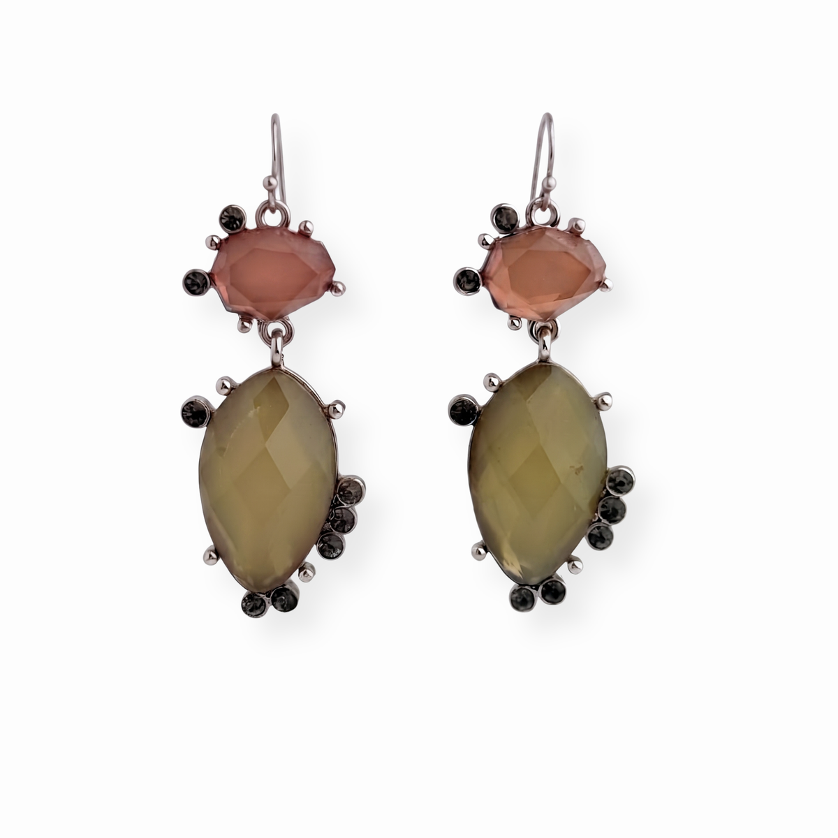 Aretes Laminados en Plata con Resina y Chispas de Cristales
