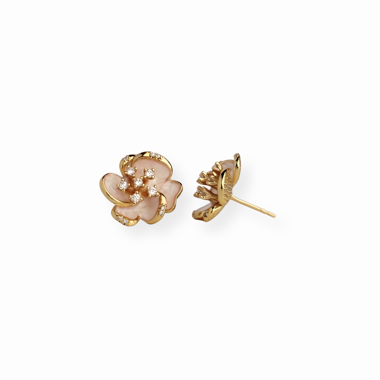 Aretes Laminados en Oro de 18KL con Swarovski y Esmaltados