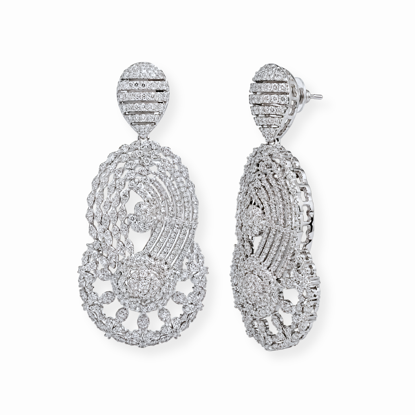 Aretes Laminados en Oro de 18KL con Swarovski y Rodium