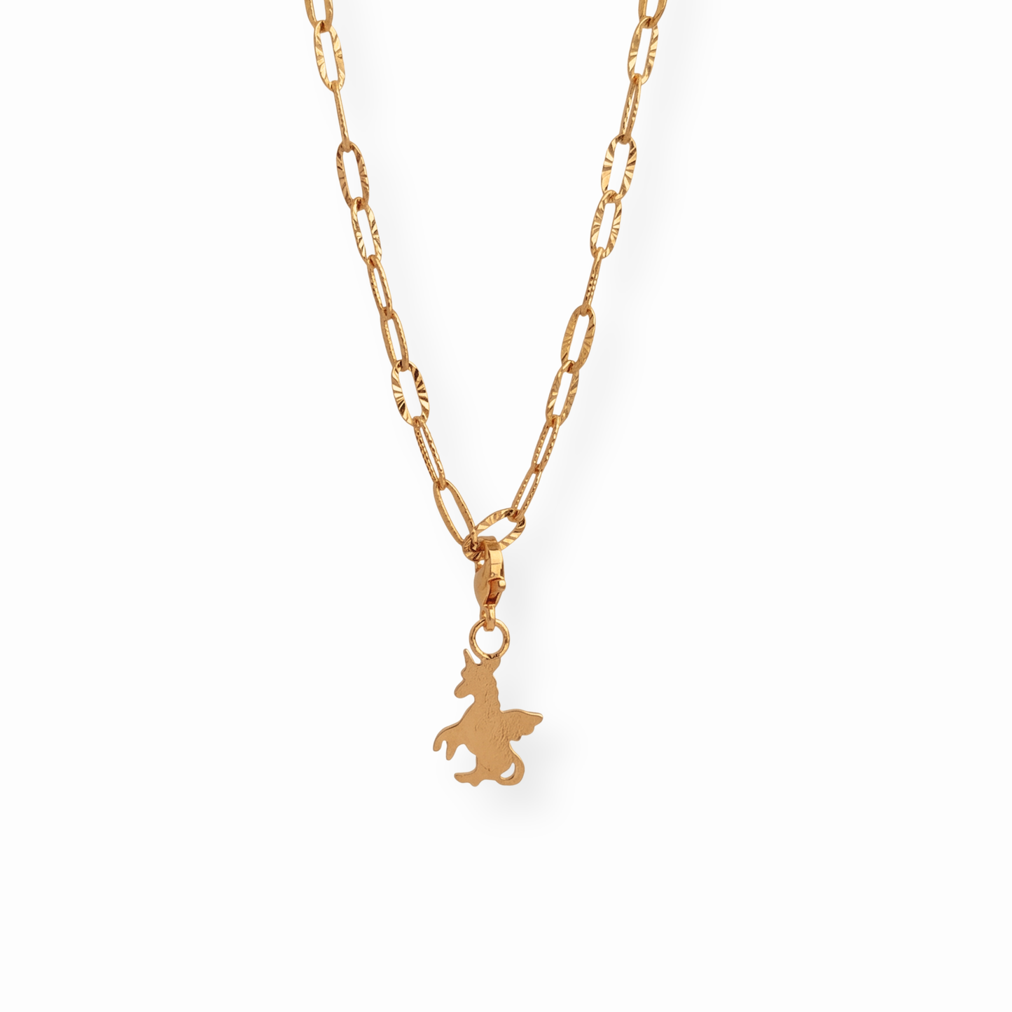 Collar Laminado en Oro de 18KL con Dije de Unicornio