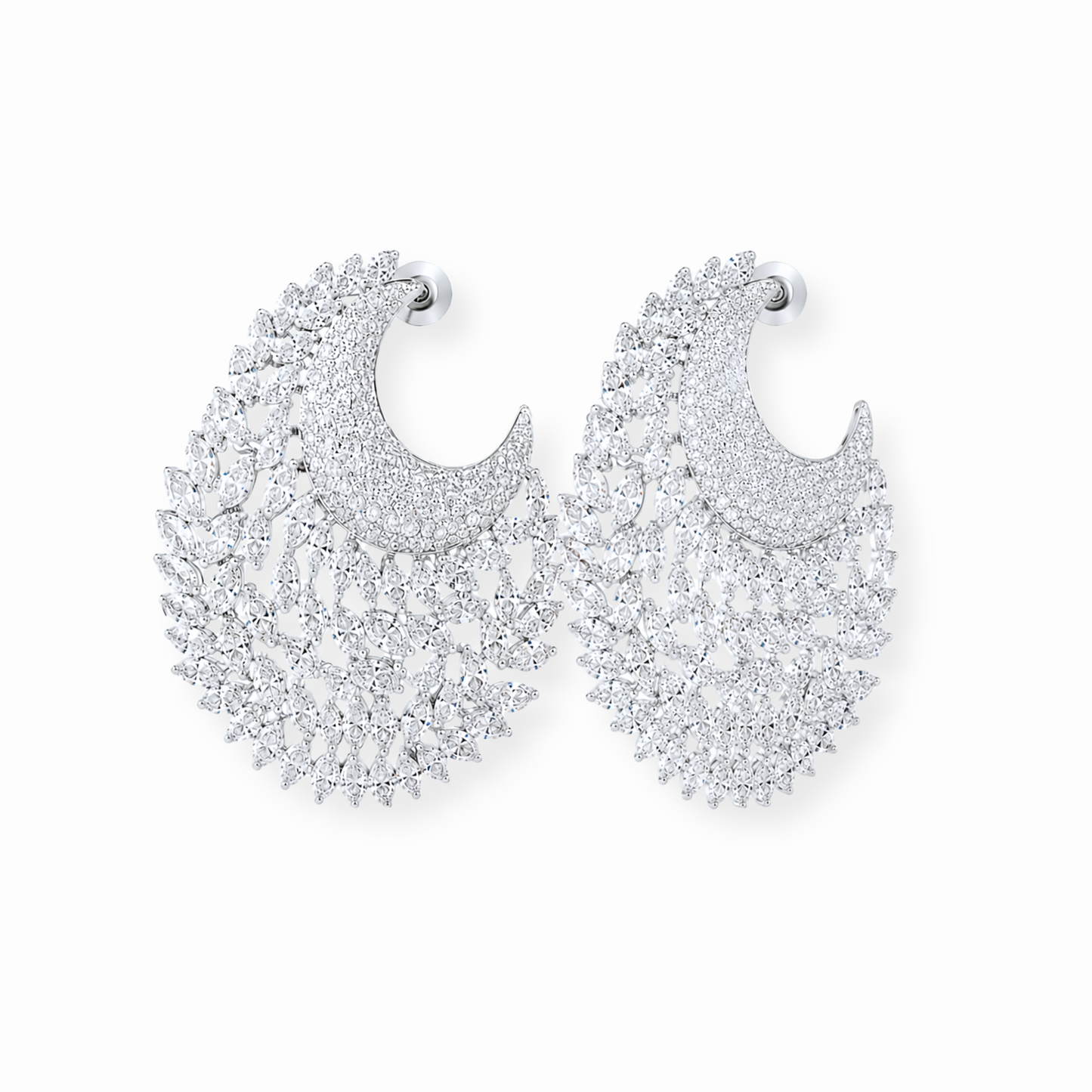 Aretes Laminados en Oro de 18KL con Swarovski y Rodium