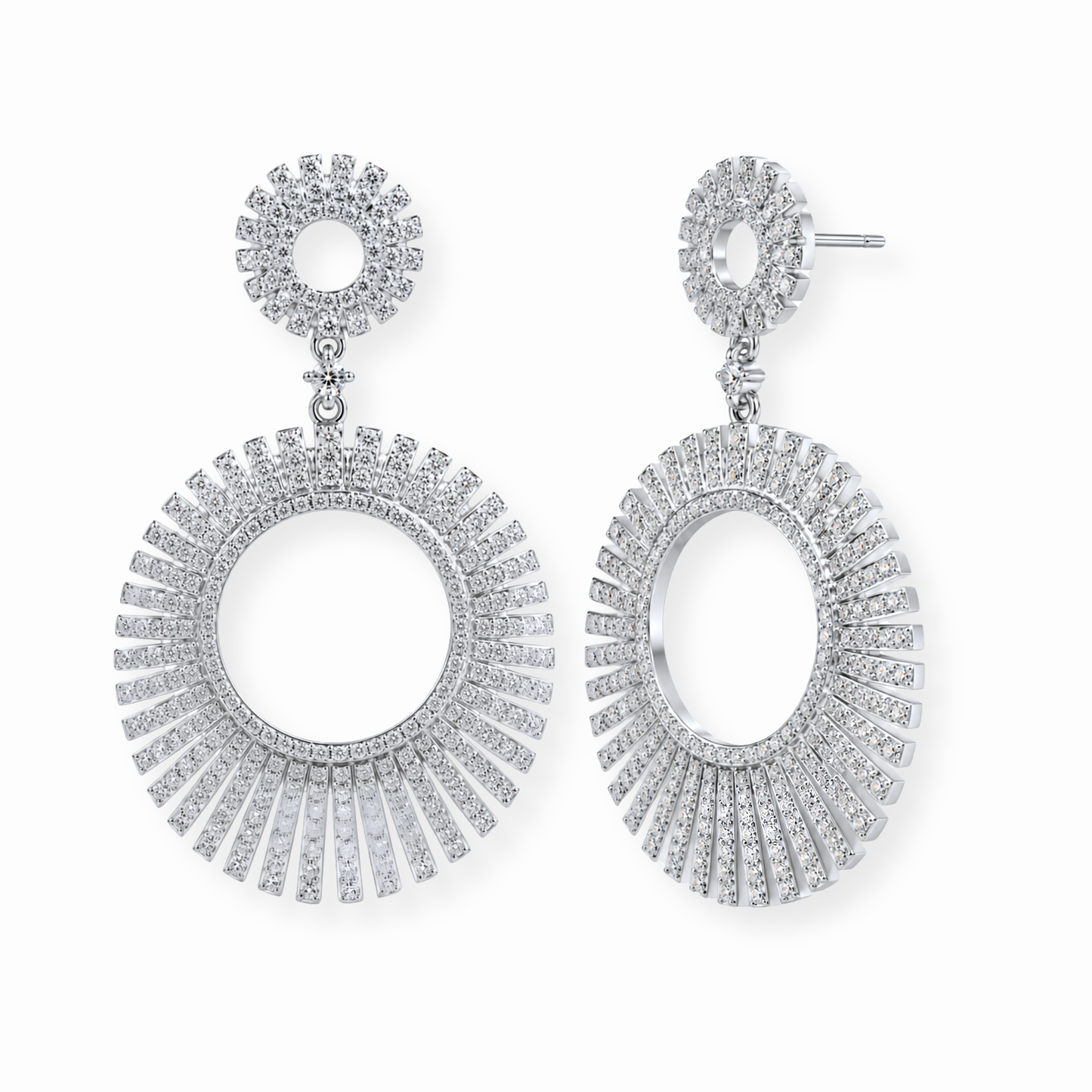 Aretes Laminados en Oro de 18KL con Swarovski y Rodium