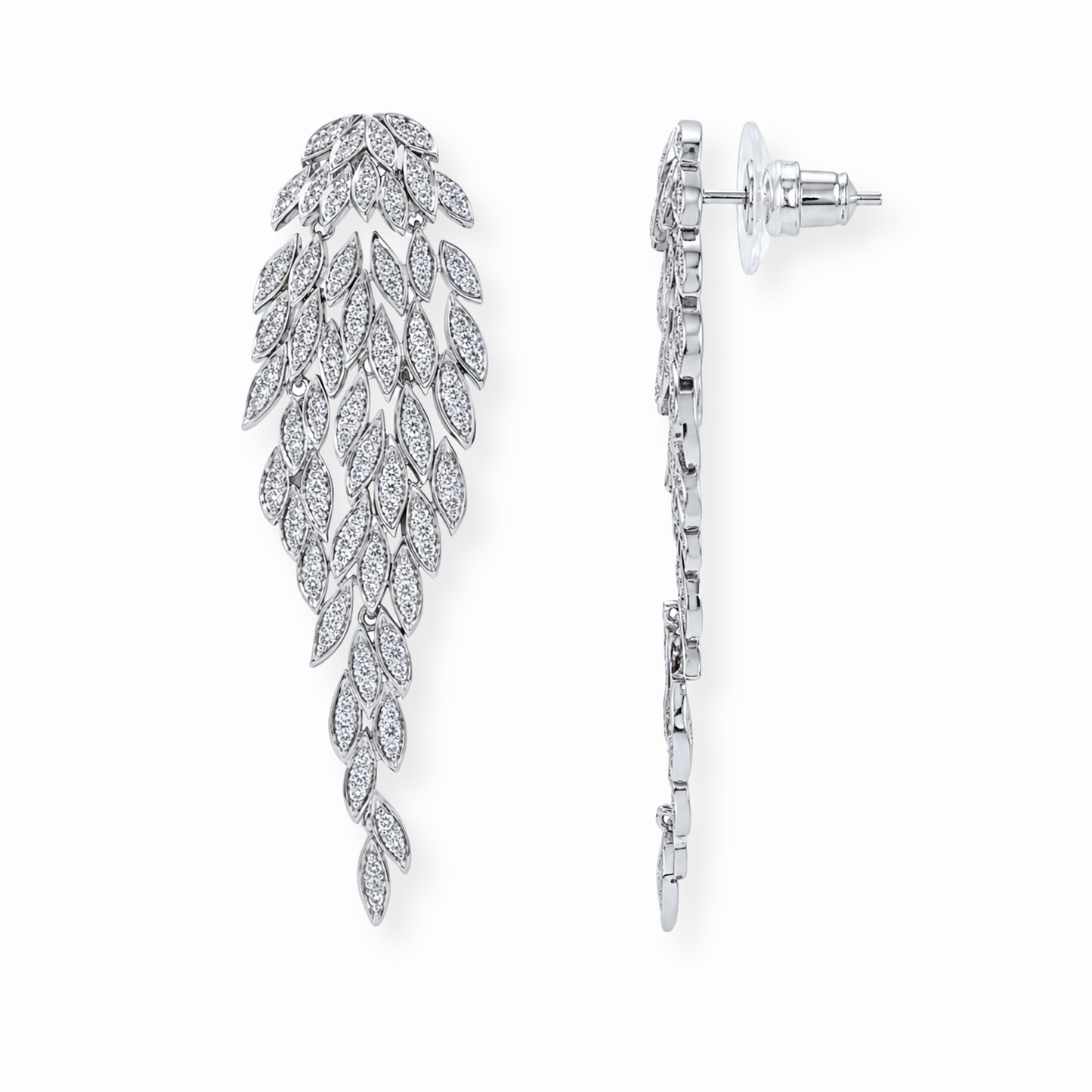 Aretes Laminados en Oro de 18KL con Swarovski y Rodium