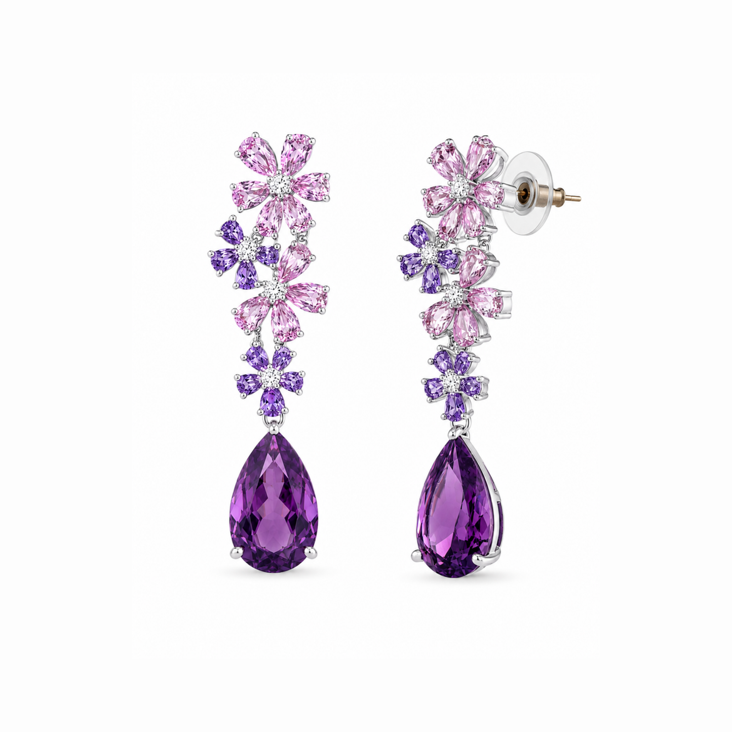 Aretes en oro 18KL con piedras semipreciosas
