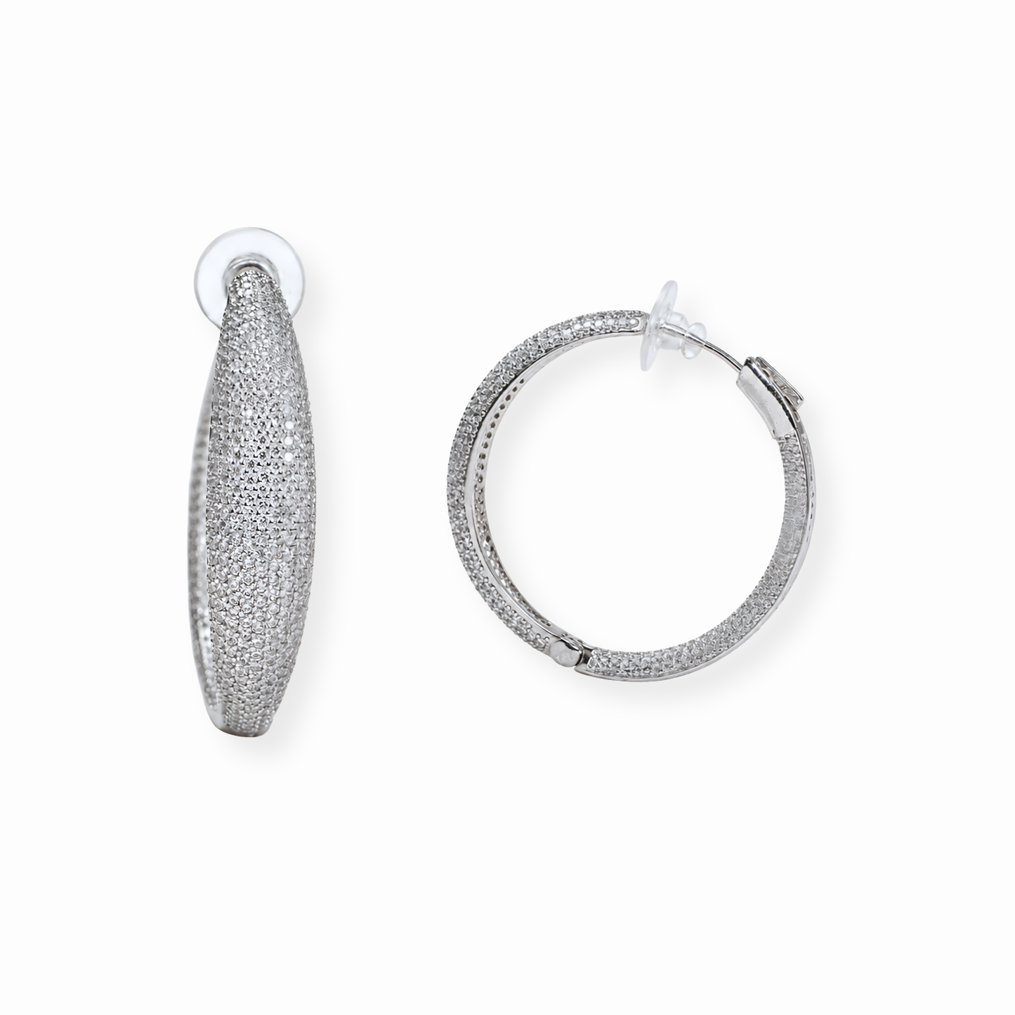 Aretes Laminados en Oro de 18KL con Swarovski y Rodium