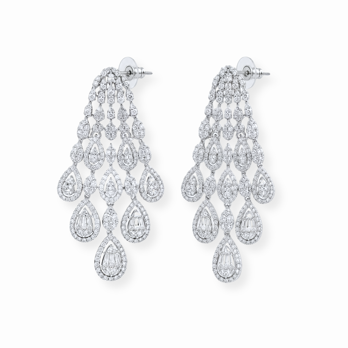 Aretes Laminados en Oro de 18KL con Swarovski y Rodium