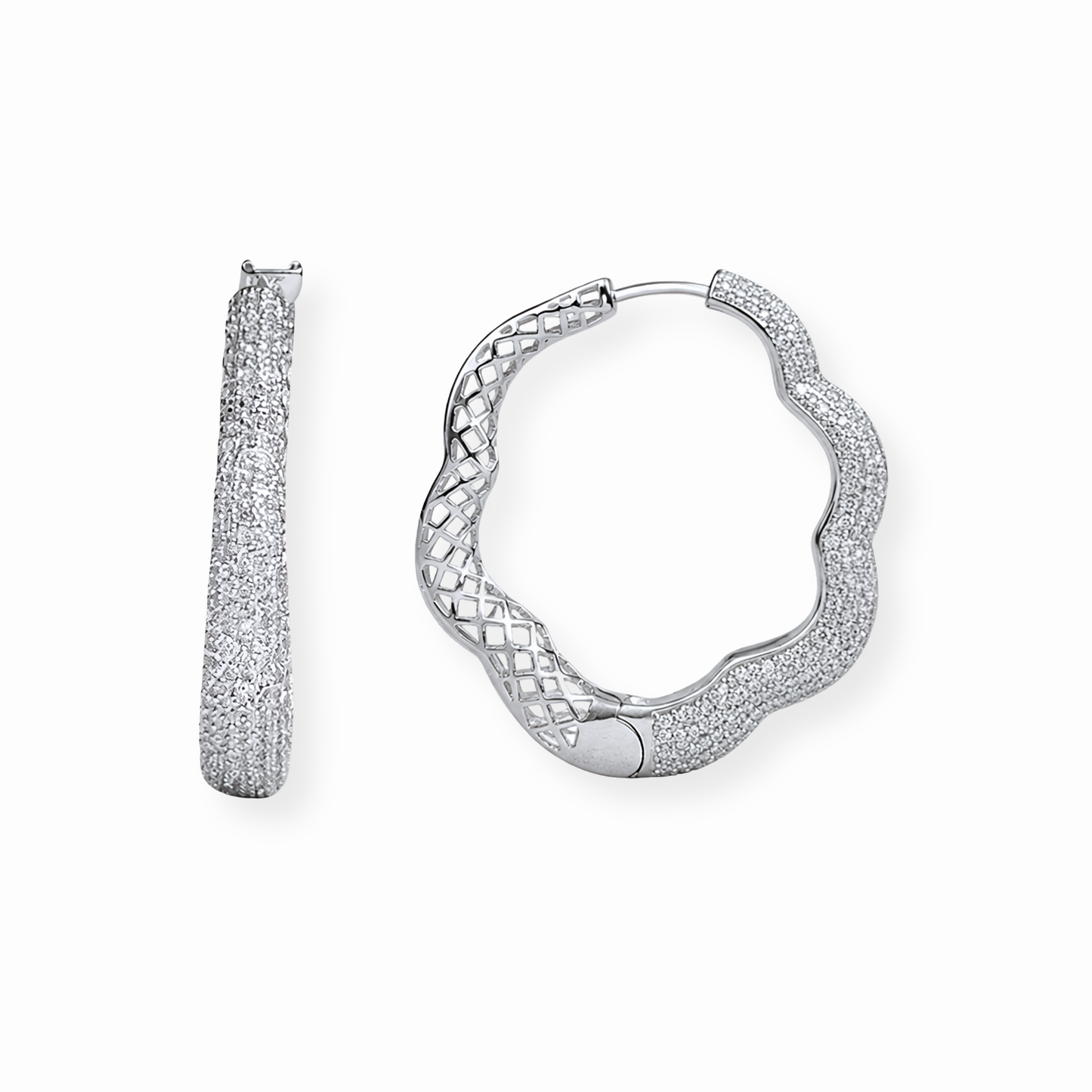 Aretes Laminados en Oro de 18KL con Swarovski y Rodium