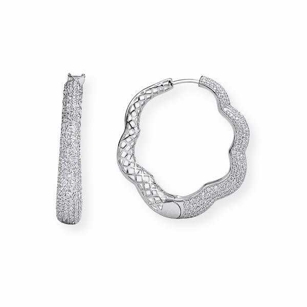 Argollas Laminados en Oro de 18KL con Swarovski y Rodium