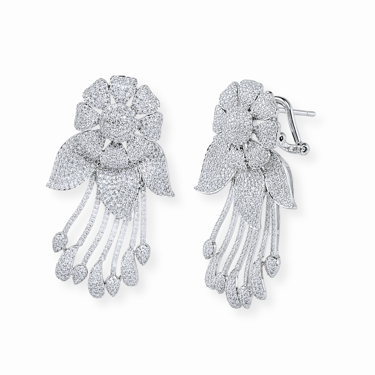 Aretes Laminados en Oro de 18KL con Swarovski y Rodium