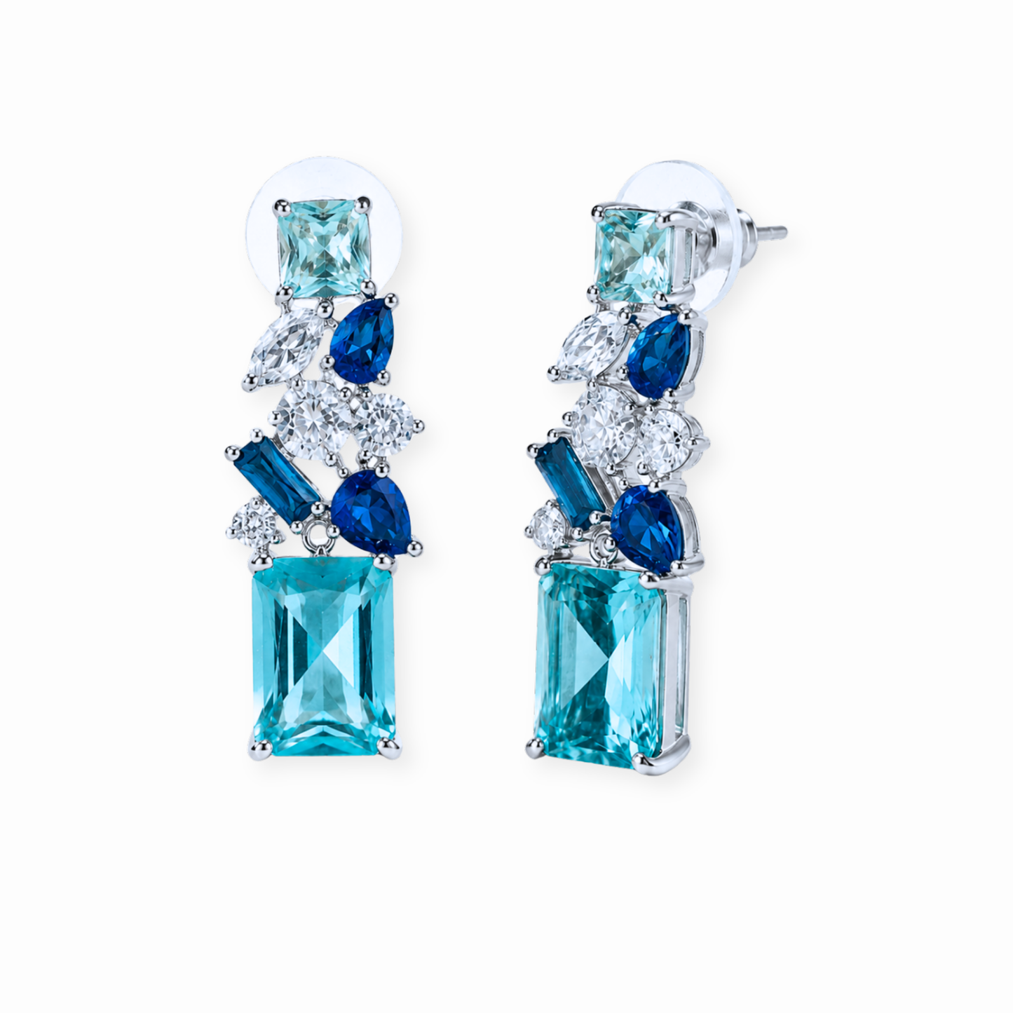Aretes en oro 18KL y piedras semipreciosas