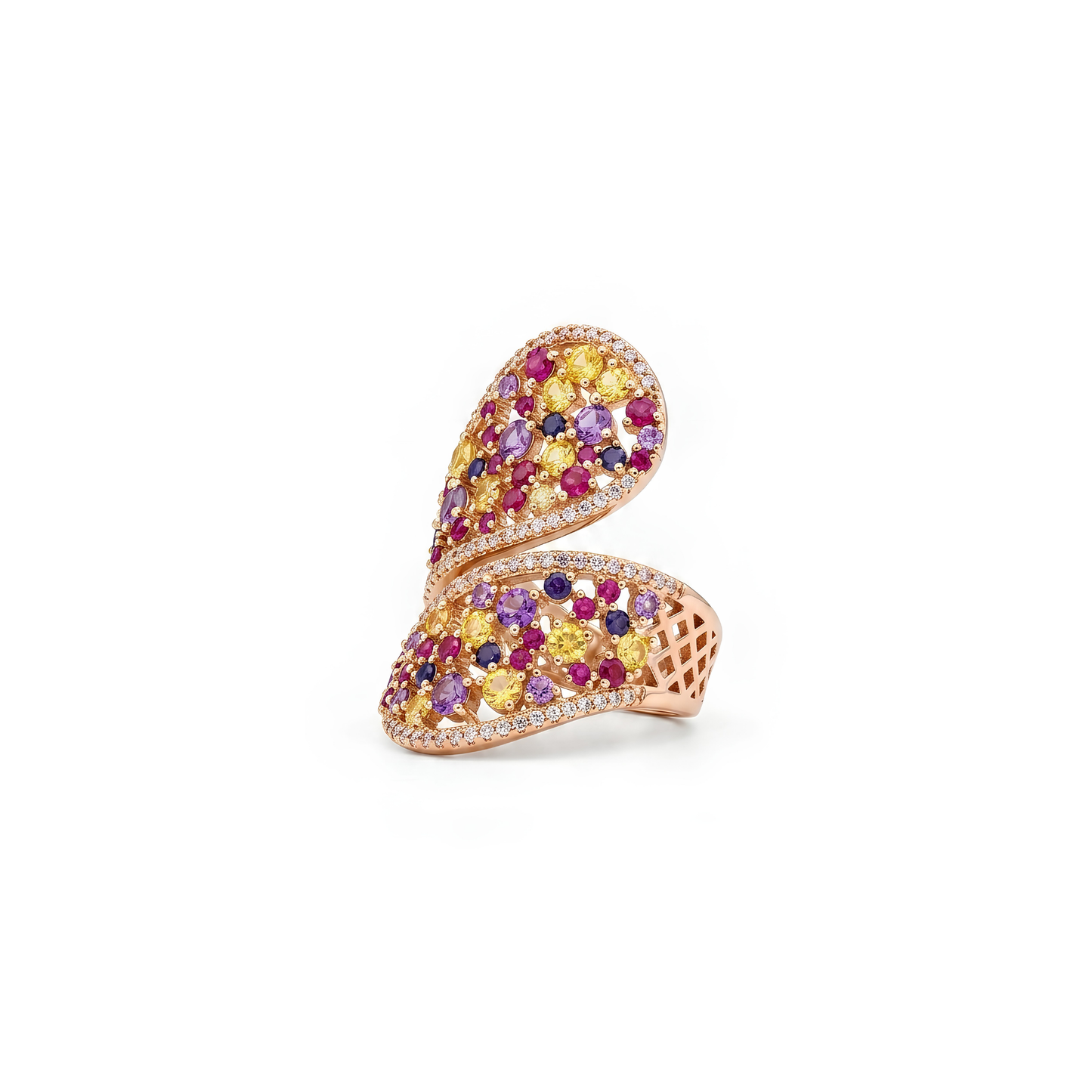 Anillo Unitalla Laminado en Oro de 18KL con Cristales Austriacos