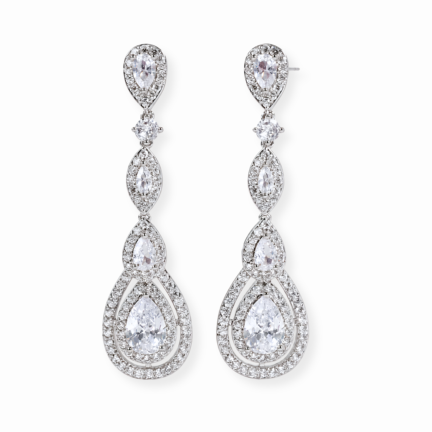 Aretes Laminados en Oro de 18KL con Swarovski y Rodium