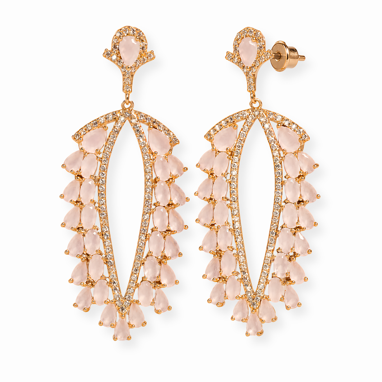 Aretes Laminados en Oro de 18KL con Swarovski y Rodium